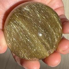 金運アップ （鉱物入り）◇ゴールドルチルクォーツ◇丸玉　約42.8㎜