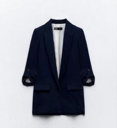 極美品 ZARA ロールアップスリーブブレザー ネイビー S 極美品 ZARA ロールアップスリーブブレザー ネイビー S - メルカリ