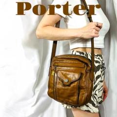 希少】Porter ポーター ブラウン オールレザー ショルダーバッグ