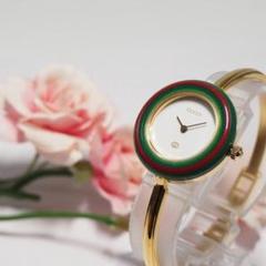 美品 グッチ GUCCI チェンジベゼル バングルウォッチ 腕時計 F605