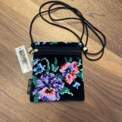 レイクアルスター　ミニショルダーバッグ　黒　花柄 シュニール織