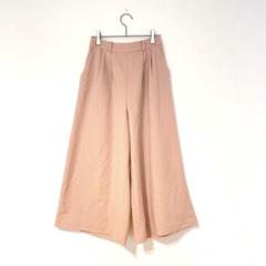 イング ガウチョパンツ ウエストゴム ピンク M タック オフィスカジュアル