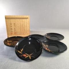 茶道具　輪島塗　蒔絵師　蓑輪一星作　青楓に鶺鴒蒔絵　香合　共箱　V　8963 茶道具 輪島塗 蒔絵師 蓑輪一星作 青楓に鶺鴒蒔絵 香合 共箱 V