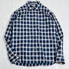 美品『マーガレットハウエル』ギンガムチェックシャツ ネイビー コットン MHL.