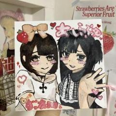 萌え絵♡　いちご　プリ風　イラスト　自作　油絵　かわいい　女の子　量産