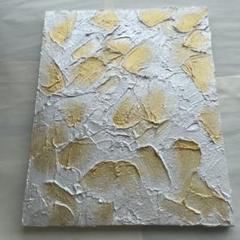 ゴールド×ホワイト　テクスチャーアート　現代アート　抽象画　ニュアンス　パネル
