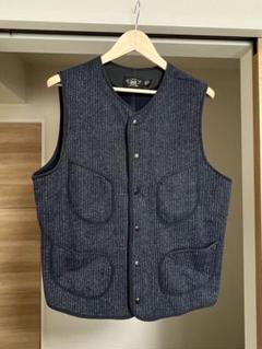 未使用 RRL プリント インディゴ フリース ベスト ブラウンズビーチ L 未使用 RRL プリント インディゴ フリース ベスト ブラウンズ