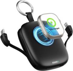 モバイルバッテリー スマホ充電可 充放電一体ケーブル内蔵 アップルウォッチ充電器