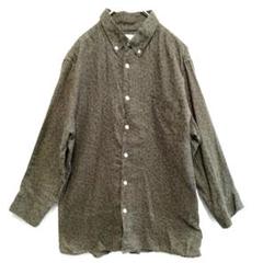 柄シャツ　麻100％　リネン　総柄　長袖　古着　4
