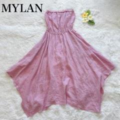 MYLAN★リネン ベアトップワンピース 麻100% 日本製 マイラン ピンク MYLAN☆リネン ベアトップワンピース 麻100% 日本製 マイラン