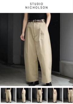 美品 希少 スタジオニコルソン ボリュームパンツ ソルテ アーミーグリーン XS STUDIO NICHOLSON SORTE PEACHED COTTON TWILL DEEP PLEAT