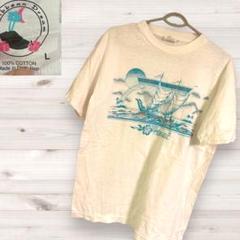 80-90S vintage Hawaii tシャツ sea ship sun