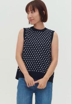 完売！yori マリンドットバックリボンジレ　ネイビー 完売！yori マリンドットバックリボンジレネイビー