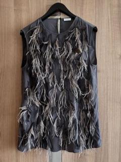 BRUNELLO CUCINELLI モニーレ装飾ストライプノースリーブ