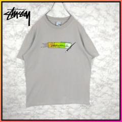 【STUSSY】00s'USA製 銀タグ 万年筆デザインロゴ　Tシャツ
