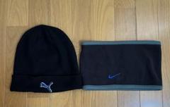PUMA ニット帽 黒 NIKE ネックウォーマー 黒 2点セット