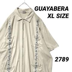 GUAYABERA キューバシャツ 柄シャツ 全刺繍 4ポケット 4L相当 GUAYABERA キューバシャツ XL 刺繍デザイン 4ポケット ベージュ