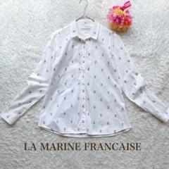 マリンフランセーズ【M】 刺繍長袖シャツ　カジュアル　着回し