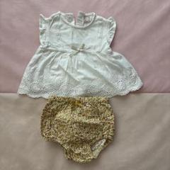 夏服　プティマイン　ベビー服　レーストップス　花柄ズボン　セット　女の子70