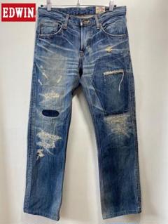 日本製 EDWIN ダメージデニムパンツ 30インチ ASIA LIMITED