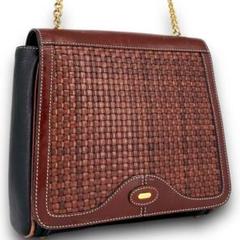 BALLY オールドバリー ショルダーバッグ レザー 編み込み ゴールドチェーン