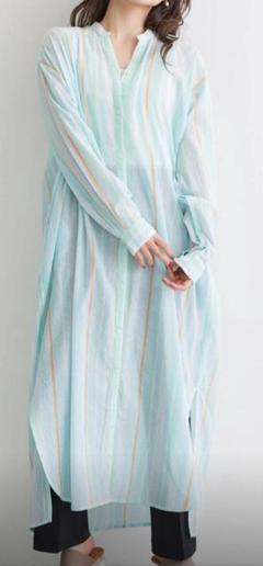 美品　AMERICAN HOLIC マルチストライプボイルワンピース　ブルー　L