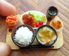 ミニチュアフード　アジフライ定食