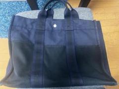 お値引き!エルメス HERMES フールトゥMM トートバッグ キャンバス紺×黒