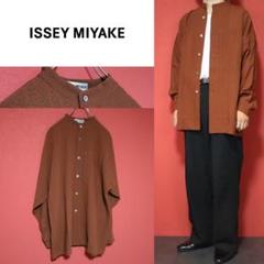 ☆希少☆ISSEY MIYAKE イッセイミヤケ　ノーカラージャケット　ブラック ISSEY MIYAKE MEN - 80s 筆タグ ISSEY MIYAKE MEN 麻 ジャケット