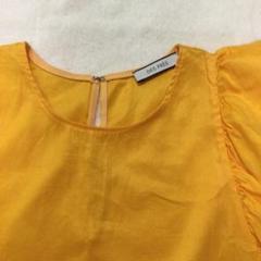 DES PRÉS COTTON 100%フリル付きノースリーブシャツ イエロー