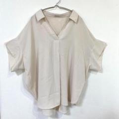 ♪【ラフラフ】ブラウス キーネック ドルマンスリーブ バックタック シンプル L