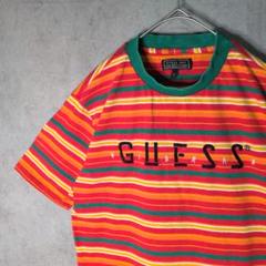 GUESS 【ばんばんざい・るな活用】 ボーダー刺繍ロゴTシャツXS　M相当