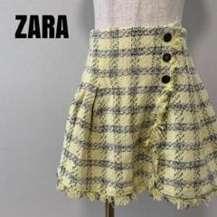 ZARA ザラ　チェック柄フレアスカート　イエローのサムネイル