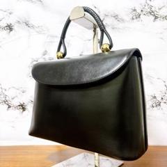 【美品】HAMANO ハンドバッグ フォーマル 黒 レザー 本革 皇室御用達