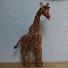 ヴィンテージ　きりんの親子　ぬいぐるみ　動物園ぬいぐるみ　昭和レトロ おがくずぬいぐるみ きりん 昭和レトロ おがくず 動物園 キリン