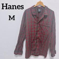 美品 ヘインズ Hanesレッドチェック長袖シャツ 【M】ルームウェア