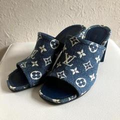 LOUIS VUITTON シルエットライン デニム モノグラム ミュール 36