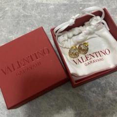 ヴァレンティノ クリスタル ピアス Ｖロゴ 片耳 スクエア クリア