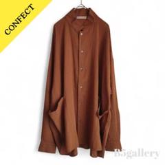 CONFECT コットンボイルジャガードバギーシャツ ポケット ブラウン 薄手 岸(KISHI) | コーディネート｜nest Robe / CONFECT ONLINE SHOP