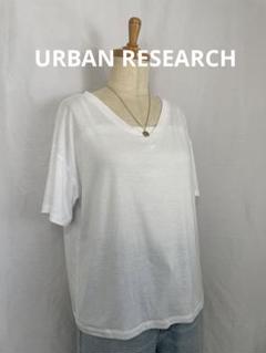 URBAN RESEARCH ホワイト Vネック 半袖Tシャツ