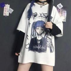 半袖 Tシャツ レディース ブルー パンク 白 病みかわ 地雷系 量産型 女の子