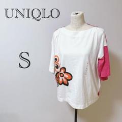 未使用✨UNIQLO フラワープリント 半袖Tシャツ S ユニクロ　ピンク