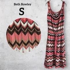 Beth Bowley ノースリーブワンピース S ジグザグ 柄 ピンク