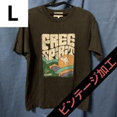 【デザイン必見】LOGOS×CASPER Tシャツ ヴィンテージ加工 グレー　L