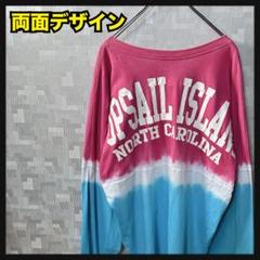 マルチカラー Vネック ロンT 両面デザイン 長袖 Tシャツ メンズ USサイズ