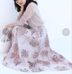 JUSGLITTY❤︎フロッキーフラワースカート❤︎モカピンクサイズ0のサムネイル