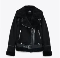 ZARA フェイクファーライダースジャケット フェイクボアジャケットXS ZARA フェイクファーライダースジャケット フェイクボアジャケットXS