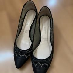 レースと合成皮革のハイヒールパンプス　23センチ