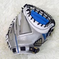 アディダス BBカラーグラブ 軟式 大人用 キャッチャーミット シルバー ブルー アディダス BBカラーグラブ 軟式 大人用 キャッチャーミット