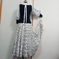 ハンドメイド 個性的 セットアップ ドレス 社交ダンス トップス スカート ハンドメイド モノトーン シフォン 社交ダンス セットアップ